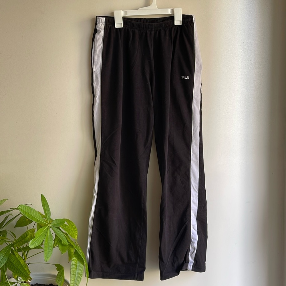 FILA Black and Gray Stretchy Athletic Straight Leg Sweatpants size XL